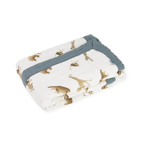 Image of Little Unicorn 100% Certified Organic Newborn Receiving Quilt | Ultra- Soft, Multi-Layered Muslin Fabric | Gift for Newborns & on-The-go (Animal Crackers)
