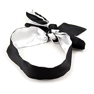 Blinddoek zacht satijn Blinder oogmasker (Color : White-black)