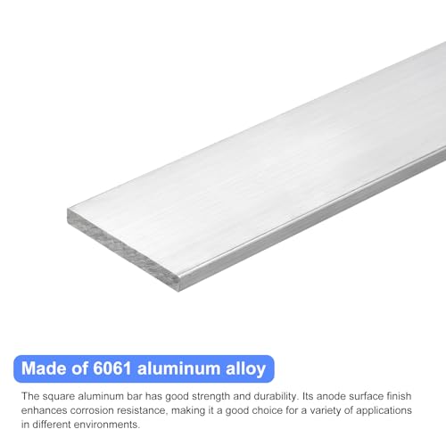 Image of uxcell Square Aluminum Flat Bar, 1 /4 inch Thick 2.2 inch Width 10 inch Length Square Aluminum Bar 6061 Aluminum Flat Plate, 6 x 55 x 254mm T6511 Solid New Mill Stock for Industrial Building