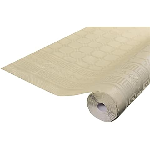 Cogir - Ref R482568I - Pro Nappe Food Safe Contact Disposable Tablecloth Roll (Single Roll) - 1.2m Width x 25m Length, 100% Recycled Paper, Damask Pattern - String Cover