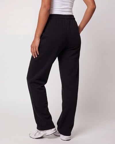 Image of Real Essentials 3 Pack: Women's Relaxed Fit Fleece Open Bottom Sweatpants - Casual Athleisure (Available in Plus)