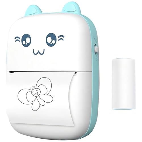 Mini Impressora Térmica Portátil sem fio Impressão Bluetooth para Fotos, Scanners, Etiquetas, Notas, Desenhos para Colorir. BT 200dpi Com Cabo USB. Cor Azul