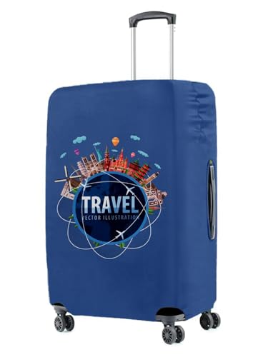 Image of Cortina Abstract Design Travel Suitcase Protective Cover | Medium | Fits 22 inch-26 inch Luggage | Eco-Friendly | Polyester-Spandex | 65cm (24 inch) | Luggage Protectors | Anti Scratch | Pack of 1 | Blue 5
