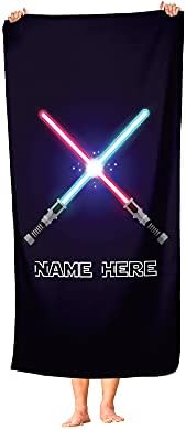 Personalized Lightsaber Polycotton Towel for Kids - Custom Towels for The Beach Bath or Kitchen - Adults Kid Boys Girls (Beach Towel 70"x35")