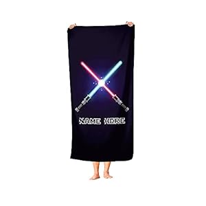 Personalized Lightsaber Polycotton Towel for Kids – Custom Towels for The Beach Bath or Kitchen – Adults Kid Boys Girls…
