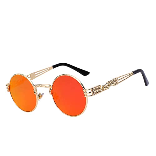 OWL Steampunk Retro Gothic Vintage Colored Metal Round Circle Frame Sunglasses Colored Lens