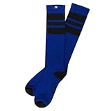 sehr angenehmer Tragekomfort Spirit of 76 The black Blacks  Hohe Retro Socken mit Streifen Blau, Schwarz gestreift  stylische Unisex Kniestrümpfe Size L (43-46)