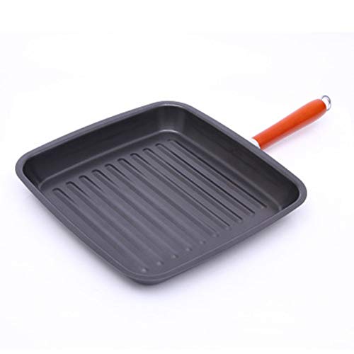 OOMRNV Sartén Plancha Sartén Plancha para Freír Carne Y Verduras Cuadrada para Bistecs, Asar A La Parrilla, Pan,Noir-28cm