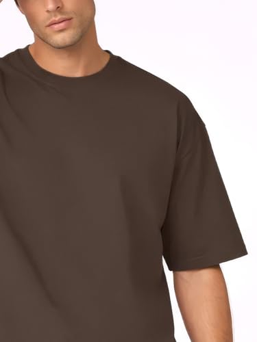 Image of CHKOKKO Oversized Tshirt for man Solid Classic Round Neck Loose Fit Half Sleeve Soft and Comfortable Casual Stylish wear for Summer
