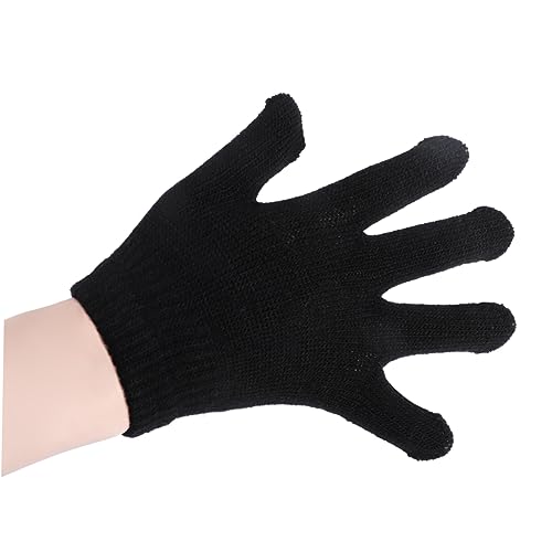 VANZACK 12Pair Stretch Knitted Gloves for Winter Warm Full Finger Mittens for Boys and Soft and Comfortable Hand Accessories Black