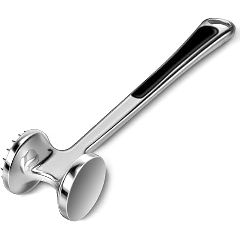 AOWOTO Meat Tenderizer Hammer Mallet Tool Pounder For Tenderizing Steak Beef And Poultry. With Rubber Comfort Grip Handle.Dishwasher Easy Cover