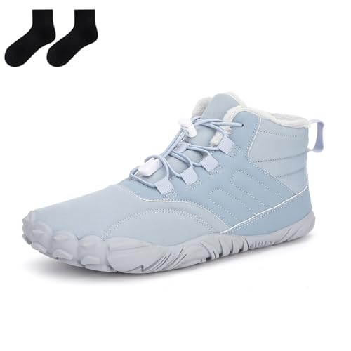 CLOUDEMO Hike Winter Shoes, Barefoot Five Finger Footwear, Mens Snow Boots (Light Blue,10 Women/8.5 Men)