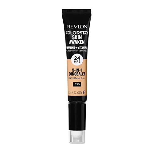 Revlon ColorStay Skin Awaken 5-in-1 Concealer, Correttore Viso Leggero e Cremoso a Lunga Durata con Caffeina e Vitamina C, per Imperfezioni, Occhiaie e Arrossamenti, 030 Light Medium