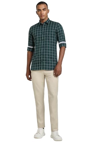 Image of Peter England Men Cotton Premium Checkered Full Sleeve Slim Fit Casual Shirt