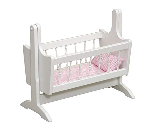 AmishToyBox Wooden Deluxe Doll Swinging Cradle