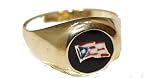 Ancho: 13 mm Diamantados of Fla Pueto Rico Bandera Anillo 18 K Chapado en Oro Anillo – Puerto Rico Anillo tamaño 10