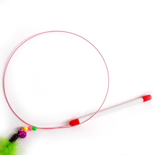 PETS-EMPIRE-Kitten-Cat-Soft-Rod-Toy-Multicolour-Teaser-Stick-with-Feather-Bells-and-Ball-60-cm-Length-Pack-of-2