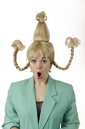 City Costume Wigs Cindy Wig, Christmas Blonde Wig With Red Bow #TOP3