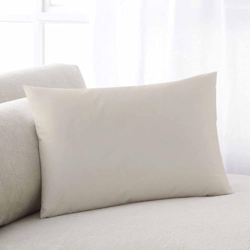 DecorLovee Ivory White Pillow Covers, Linen Long Throw Pillow Case,