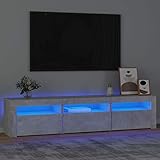 IKAYAA Mueble para TV de 180 cm, Mueble de TV con iluminación LED, Armario Bajo, Muebles de Salón, Aparador TV Salón, Mueble TV Salon, Diseño Moderno, Elegante, Gris hormigón, 180 x 35 x 40 cm