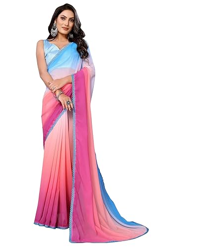Image of Avantika Fashion Women's Amazing Plain Georgette Saree With Blouse Piece