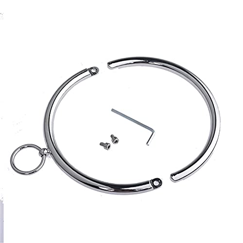 ZWBHSH Metall Halsband Bondage Choker ​Halsband Abnehmbaren O-Ring Fetisch Folter Sklave Sexspielzuege Mit Traktionsring Sm Extrem Fesseln Sex Set Für Paare Frauen Männer,Women12mm Silver