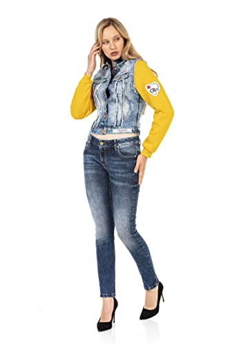 Cipo & Baxx Damen Jacke WJ192 Blau – Stylische Jeansjacke im Casual...
