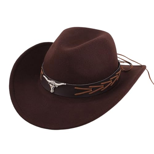 QIUhhpuy Chapeaux Cowboy Style Western pour Hommes,Chapeaux Fedora à Large Bord pour Femme,Costume...