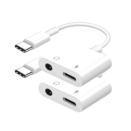 Seulliya USB C to 3.5mm Headphone Jack and Charger Adapter, 2-in-1 Audio & Fast Charging Splitter for Apple iPhone 16/15/Pro/Pro Max, iPad, Samsung, Pixel, and More 2Pack