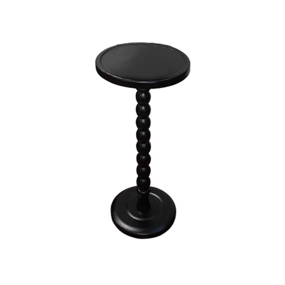 ZTHYSHOZ Coffee Table Wooden Round Small Side Table Retro Sofa Storage Tray Bedside Balcony(Black,Small)