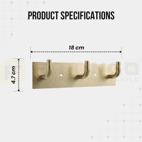 Image of Stainless Steel 3 Hook Cloth Hanger for Door /Dress Hanger Wall Mount /Bathroom Hooks for Hanging Clothes (Antique) Pack of 1-| 3 Years Warranty |
