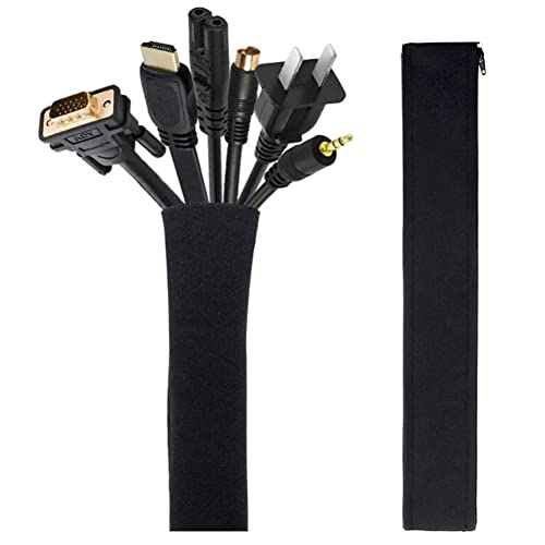 Kabelmanagement-Hülse, 48,2 - 50,8 cm, schwarz, Kabel-Organizer-System, Kabel-Management-Hülse mit Reißverschluss, Kabelwicklung, Kabelhüllen für TV, Computer, Büro, Home Entertainment, 2 Stück Cover