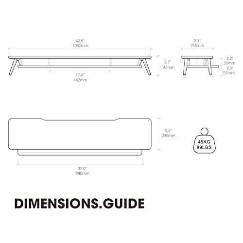Fenge Dual Monitor Stand, Monitor Stands Riser for 2 monitors, 42.5 Inch Wood Desk Shelf with Storage Organizer and Cable Management for Office Desk Accessories