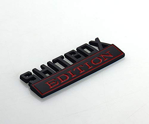 Image of 1x SHITBOX EDITION emblem 3D Fender Badge Decal Car Truck Replacement for Chevy Silverado 1500 2500 Chevrolet C10 C15 (Black Red)