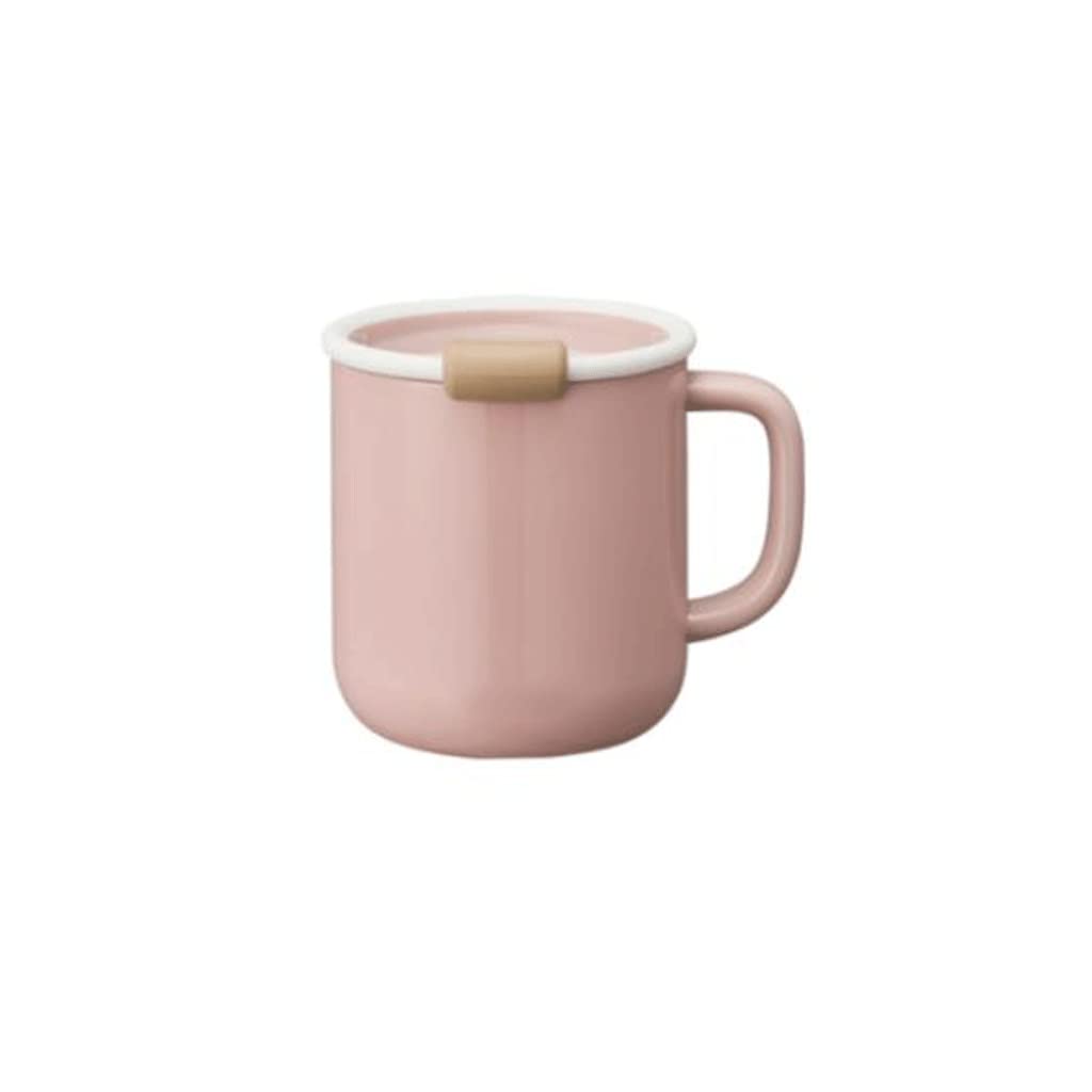 XMING Kubek z pokrywką, kubek do zatrzymywania ciepła, filiżanka kawy, blat biurowy, kubek wody, filiżanka herbaty, prezent urodzinowy (Color : Pink)