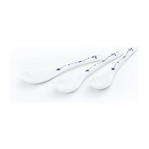 Set of 3 Indian Blue Porcelain Egg Spoons Cover
