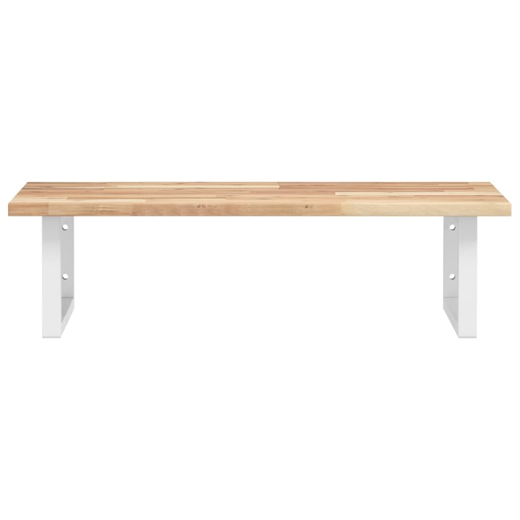 Estantería para lavabo de pared de acero y madera maciza de acacia 60 x 50 cm, soporte rectangular, ahorra espacio, soporta hasta 100 kg, ideal para baño, muebles de baño, armario bajo lavabo