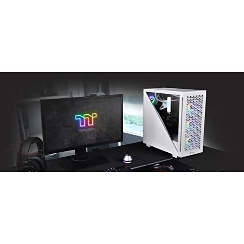 Image of Thermaltake Divider 300 TG Air ATX mid Tower Snow Edition Computer Case with 2 pre-Installed 120mm Standard Fans Full-Size mesh Panel 3mm Triangular Tempered Glass CA-1S2-00M6WN-02