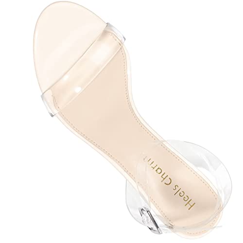 Image of Women's Strappy Clear Chunky Clear Block Low Heeled Sandals 2 Inches Open Toe Ankle Strap High Heel Dress Sandals Daily Work Party Sandal Shoes