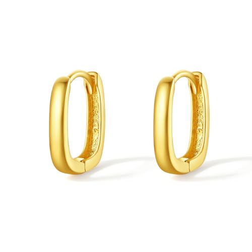 18K Gold Hoop Earrings Small Hoops Link Hoop Huggies Real Gold Huggie Earrings Gifts for Women