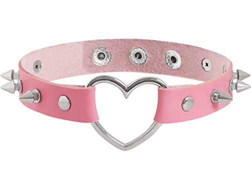 Sacina Heart. Spiked Choker Necklace, PU Leather Choker, Goth Choker, Gothic Necklace, Punk Necklace, Christmas Jewelry Gift for Women