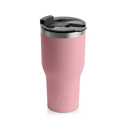 RTIC 30 oz Insulated Tumbler Stainless Steel Coffee Travel Mug with Lid, Spill Proof, Hot Beverage and Cold, Portable Thermal Cup for Car, Camping, Dusty Rose