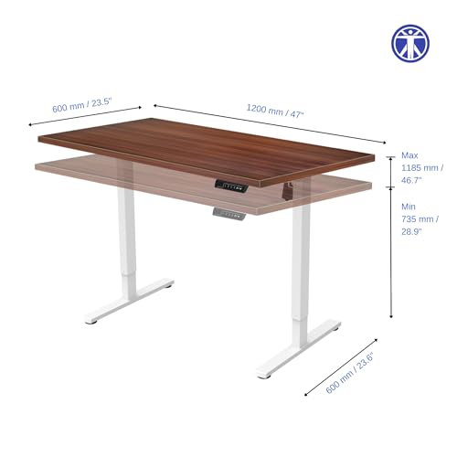 ErgoYou Electric Height Adjustable Table Motorized Ergonomic Sit Stand Desk - 80 Kgs Max Weight Capacity - SM4 Series - 600 x 1200 mm - Walnut... - Image 3
