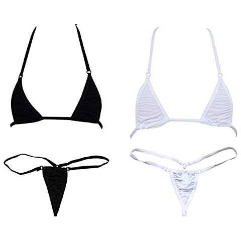 ADESUGATA Sexy Woman -Bikini Small Top and Sexy G-string Set-Tie Side Thong Bikini Small Top Mini Micro Bottom - Multicoloured Cover