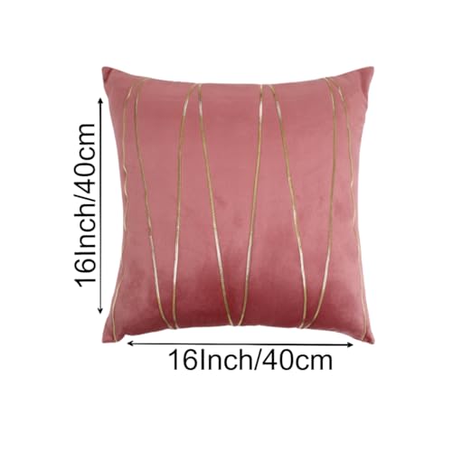 Image of Amazon Brand - Umi Gold Leather Striped Pack of 2 Throw Pillow Covers Velvet Decorative Cushion Covers Cases for Sofa Bedroom Livingroom Car 16 x 16 inch in Blush Color