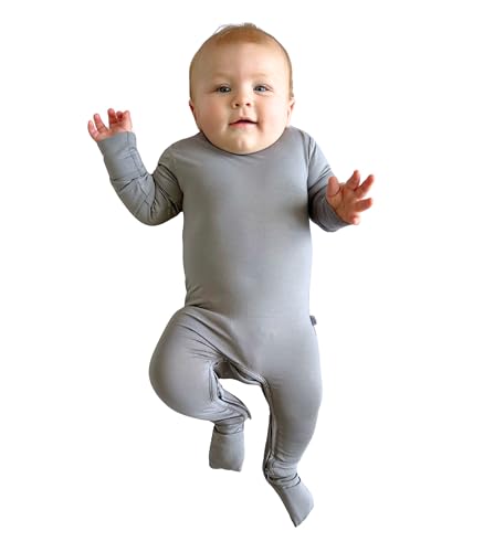 Stretchy Viscose from Bamboo Baby Pajamas, Crescent Zipper Onesie, Fold-Over Mittens & Cuffs, Infant PJs