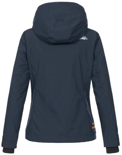 MARIKOO Designer Damen Übergangs Jacke leicht gefüttert Kapuze kurz B659 [B659-Erdbeer-Navy-Gr.XXL]