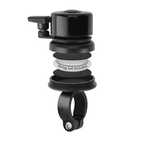 CQT Bike Bell for Apple AirTag,Hidden AirTag Holder Bell Loudly Sound for Road Mountain Bicycle Handlebar,Bicycle Accessories for Adults Kids GPS Tracker Mount Anti-Theft (Black - 1PC)