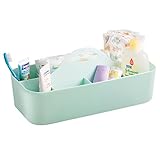 mDesign Badezimmer Korb - 11 Fächer - Organizer Dusche und Bad - Aufbewahrungsbox - Farbe: Mint - Mit Griff- Für Duschgel, Shampoo, Rasierer