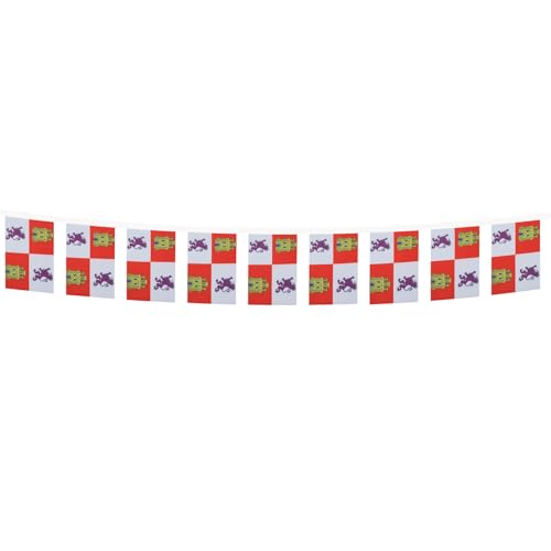 Image of AZ FLAG Castile and Leon 6 meters BUNTING Flag 20 flags 9'' x 6'' - Spanish region of Castilla y Leon STRING flags 15 x 21 cm